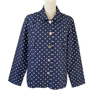 Chico’s Women’s Polka Dot Jacket Coat Size 2 Regular Size L-12 Windbreak Rain